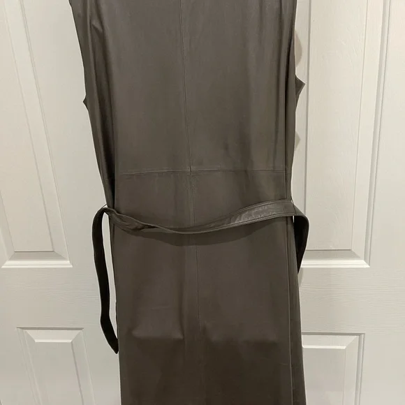 Genuine leather dress - Brown suede collar with belt NEW - Picture 4 of 8